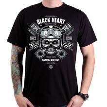 Тениска BLACK HEART Piston Skull - черен