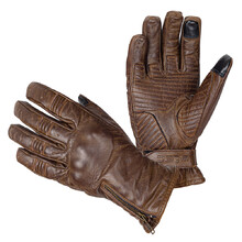 Кожени мото ръкавици W-TEC Inverner - тъмно кафяв
