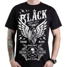 Тениска BLACK HEART Moto Wings - черен
