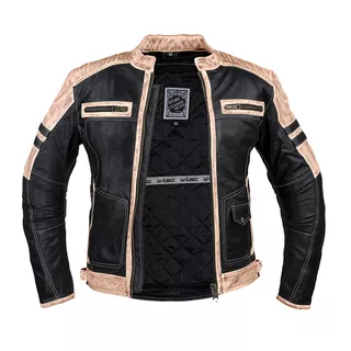 Мъжко кожено мотояке W-TEC Esbiker - черен с бежови ивици