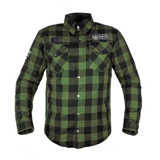 Мото риза W-TEC Black Heart Rattlesneak - zeleno-černá kostkovaná