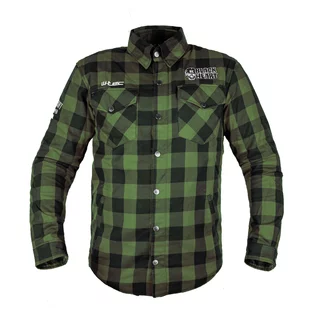 Мото риза W-TEC Black Heart Rattlesneak - zeleno-černá kostkovaná