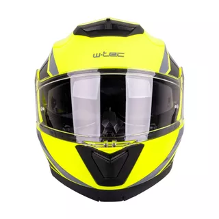 Мото каска W-TEC Banelmeda - šedo-černo-fluo žlutá