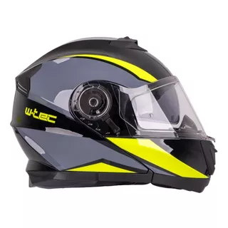 Мото каска W-TEC Banelmeda - šedo-černo-fluo žlutá