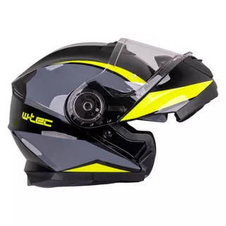 Мото каска W-TEC Banelmeda - šedo-černo-fluo žlutá