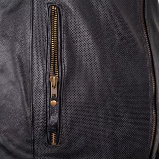 Лятно кожено яке за мотор W-TEC Gradac - черен