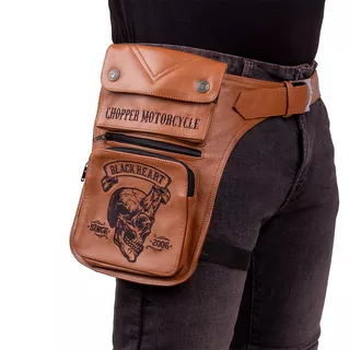Мото чанта за бедро W-TEC Black Heart Devil Skull кожена