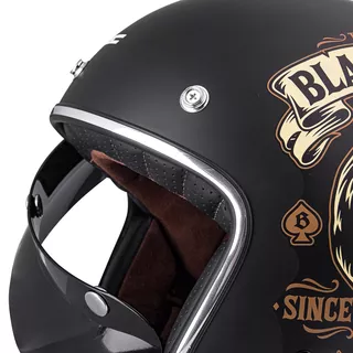 Мото каска W-TEC Kustom Black Heart - Ride Culture, матово черно