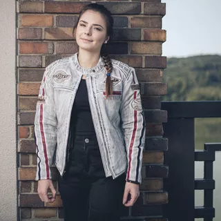 Дамско кожено мото яке W-TEC Sheawen Lady White