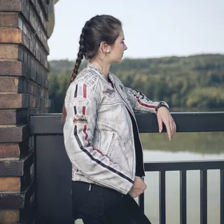 Дамско кожено мото яке W-TEC Sheawen Lady White