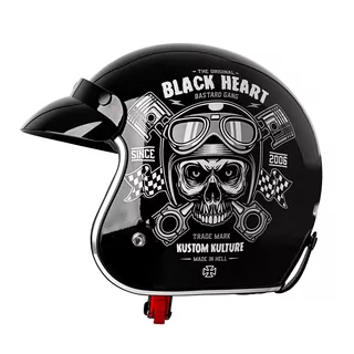 Мото каска W-TEC Kustom Black Heart - Ride Culture, матово черно