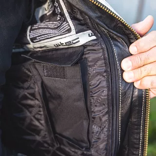 Мъжко кожено мотояке W-TEC Esbiker - черен с бежови ивици