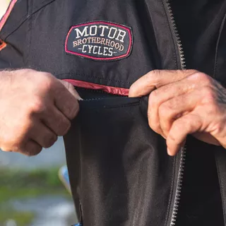 Мъжко текстилно мото яке W-TEC Jawo - черен с червена и бяла ивица