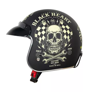 Мото каска W-TEC Kustom Black Heart - Ride Culture, матово черно