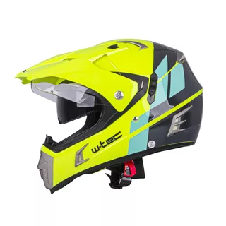 Мото каска W-TEC Dualsport - Флуо Жълт-Син