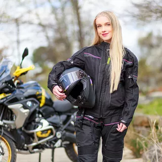 Дамски мото панталон W-TEC Propant Lady - черно-розов