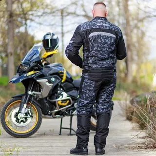 Мъжки летен мото панталон W-TEC Toregate - Black-Grey Digi-Camo