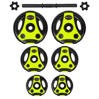 Дъмбел с дискове от цимент inSPORTline 3-18 kg черно-зелени