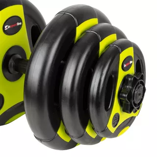 Дъмбел с дискове от цимент inSPORTline 3-18 kg черно-зелени