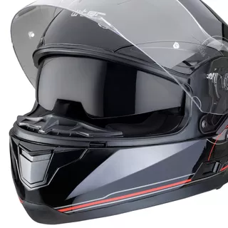 Мото каска W-TEC Yorkroad Fusion - Black Grey Red Glossy