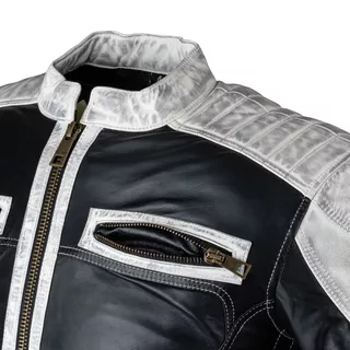 Мъжко кожено мотояке W-TEC Esbiker - черен с бежови ивици
