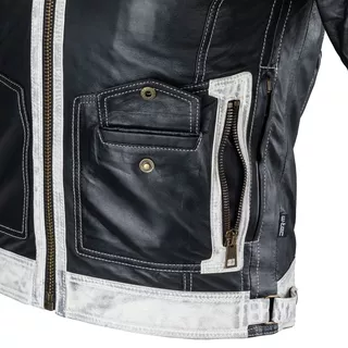 Мъжко кожено мотояке W-TEC Esbiker - черен с бежови ивици