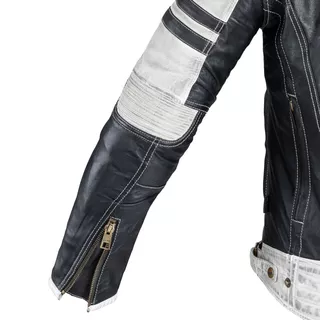Мъжко кожено мотояке W-TEC Esbiker - черен с бежови ивици