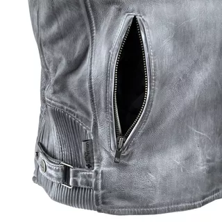 Мъжко кожено мото яке W-TEC Sheawen Waxed Grey - сиво
