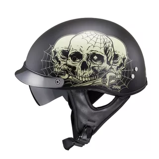 Мото каска W-TEC Black Heart Rednut - Skulls/Matt Black