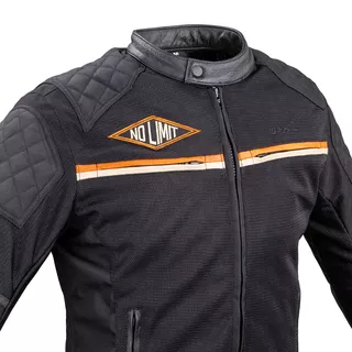 Мъжко мото яке W-TEC 2Stripe - черно-бежово-оранжев