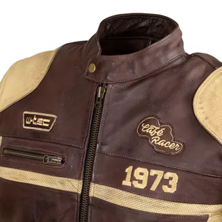 Мъжко кожено мото яке W-TEC Retro - черен-кафяв-бежов