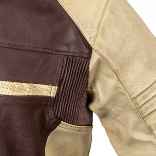 Мъжко кожено мото яке W-TEC Retro - черен-кафяв-бежов