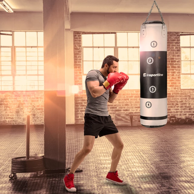 Боксов чувал inSPORTline Robkin 120x35 см - черен-бял
