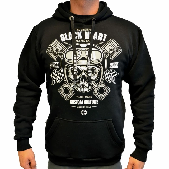 Суитшърт BLACK HEART Piston Skull - черен - черен