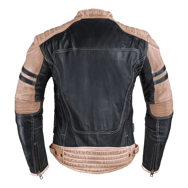 Мъжко кожено мотояке W-TEC Esbiker - черен с бежови ивици