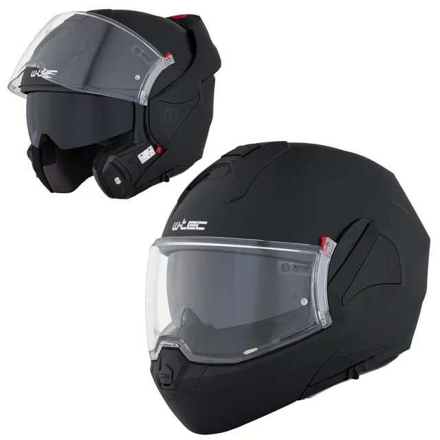 Модуларна каска W-TEC Sabron P/J - перлено бяло - Черен мат