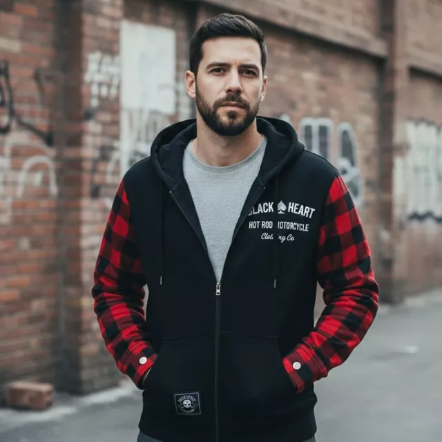 Мото суитшърт W-TEC Black Heart Ramforge - червен-черен - червен-черен