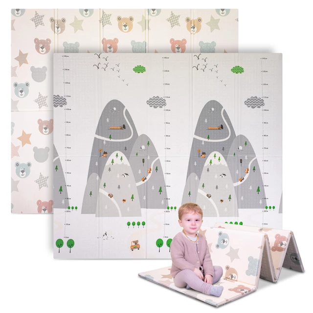 Сгъваема детска подложка inSPORTline Michlino 180x200x1,2 см - Město/Velryby - Hory/Medvídci