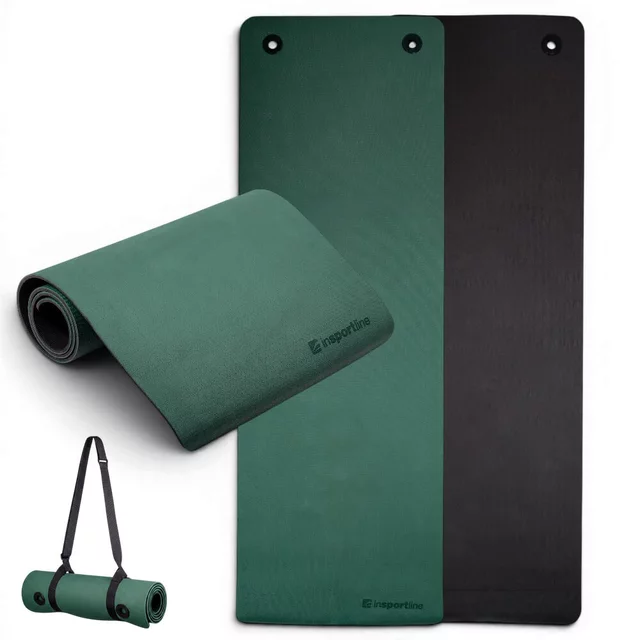 Постелка за упражнения inSPORTline Kikami 180 × 61 × 0,8 см - тъмнозелено-черно