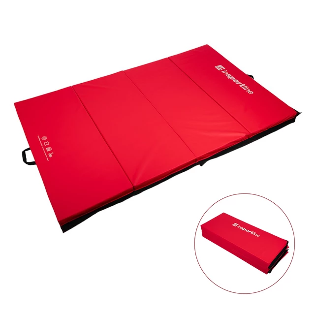 Сгъваема постелка за гимнастика inSPORTline Kvadfold 200x120x5 см - червен - червен