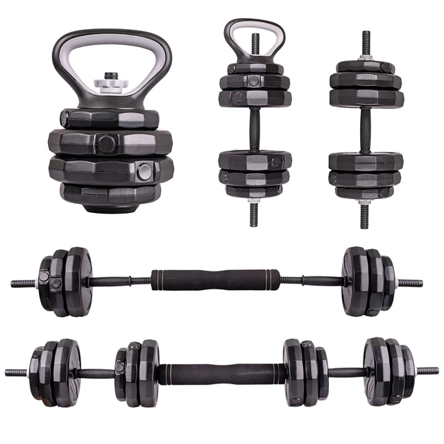 Комплект циментови дъмбели и лост inSPORTline ON-X 6v1 40 kg