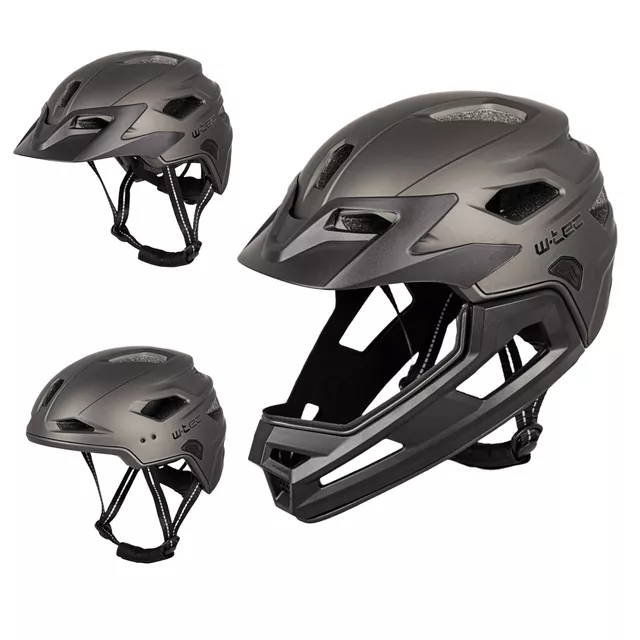 Детска каска за спускане W-TEC Estreito - Matt Metal - Magic Matt Black