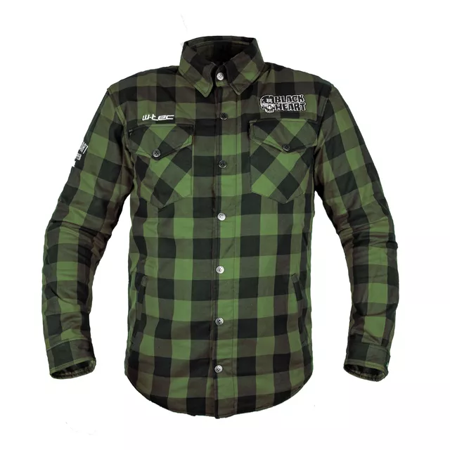 Мото риза W-TEC Black Heart Rattlesneak - zeleno-černá kostkovaná