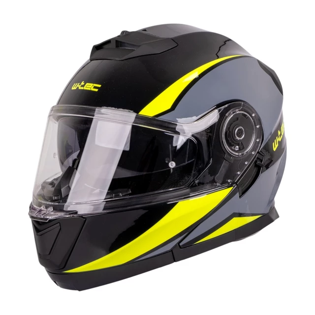 Мото каска W-TEC Banelmeda - šedo-černo-fluo žlutá - šedo-černo-fluo žlutá