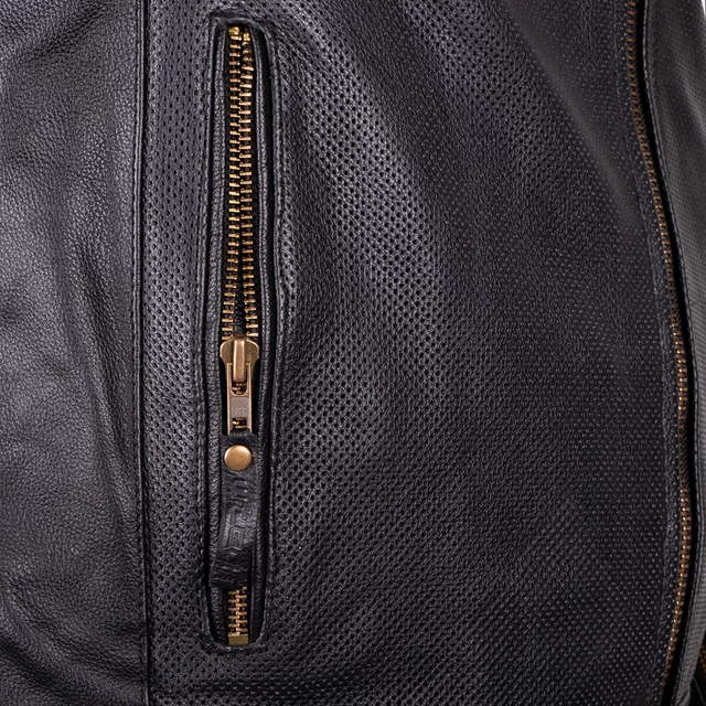 Лятно кожено яке за мотор W-TEC Gradac - черен