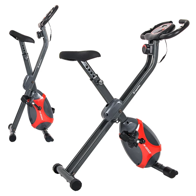 Сгъваем велоергометър inSPORTline Xbike - черен - червен-сив