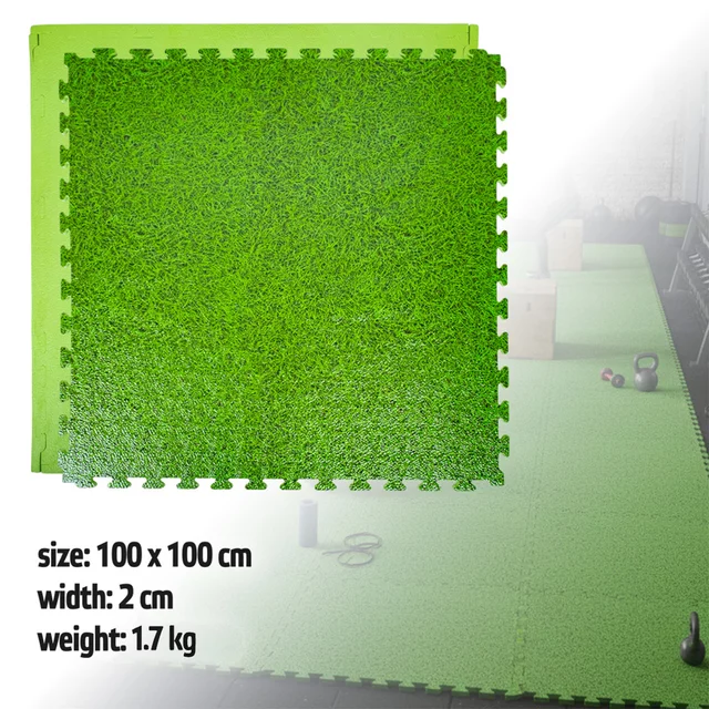 Пъзел татами настилка inSPORTline Zemalpro 100x100x2 cm - motiv trávníku - motiv trávníku