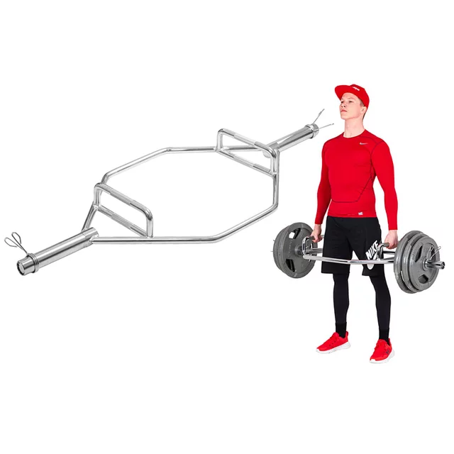 Олимпийски лост за мъртва тяга inSPORTline Hexlif 140cm/50mm • 21,8kg • до 200kg • с втулки