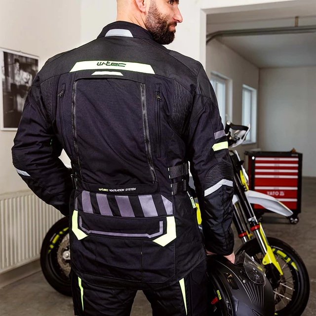 Мъжко мото яке W-TEC Aircross - черно-златисто