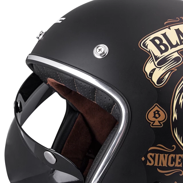 Мото каска W-TEC Kustom Black Heart - Ride Culture, матово черно